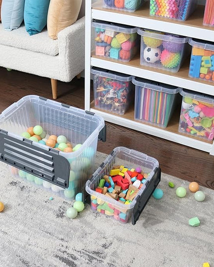 Superio Storage Bins with Lids, Clear Plastic Containers for Organizing, Stackable Totes, BPA Free, Odor Free, Organizer Boxes for Home, and Dorm, 10.5 Quart (4 Pack, 15"x10"x7")