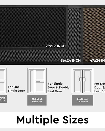 tchdio Front Door Mat Outside Entrance, Dirt Trapper 17"x29" Doormat-Entrance Welcome Matt Durable, Heavy Duty Entry Mat Non Slip Rubber Mats for Outside Stain Resist Door Mats for Entryway Black
