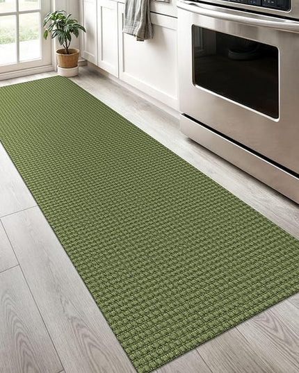 KOZYFLY Runners for Hallways 2x6 ft Washable Kitchen Runner Non Slip Rubber Backed Hall Runners Cotton Entryway Runner Rugs Floor Carpet for Indoor Backdoor Bedroom Kitchen, Bright Green/Earthy Green
