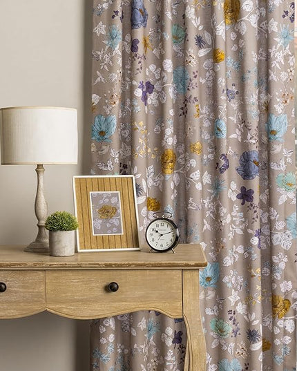 Maison d'Hermine Curtains for Living Room 100% Cotton 124 inch Length One Panel Window Toile Curtains for Bedroom with Loop & Rod Pockets, Gifts for Mothers Day (Clematis, 50" W x 124" L)