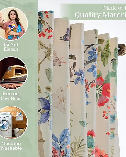 Maison d' Hermine Curtains for Living Room 100% Cotton 124 inch Length One Panel Light Filtering Curtains for Bedroom Windows with Rod and Loop Pockets Drapes (Canne Beige, 50" W x 124" L)
