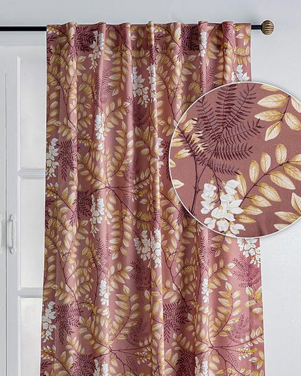 Maison d' Hermine Curtains for Living Room 100% Cotton 108 inch Length One Panel Light Filtering Curtains for Bedroom Windows with Rod and Loop Pockets Drapes (Feuillage Cameo Brown, 50" W x 108" L)