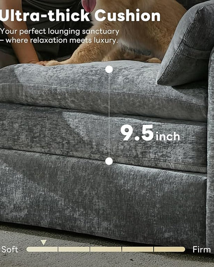 Tbfit Living Room Furniture Set, Standard Sofa & Accent Chair, Modern Comfy Cloud Sofa Set, Spring Seat Cushion, Chenille Fabric, Gray