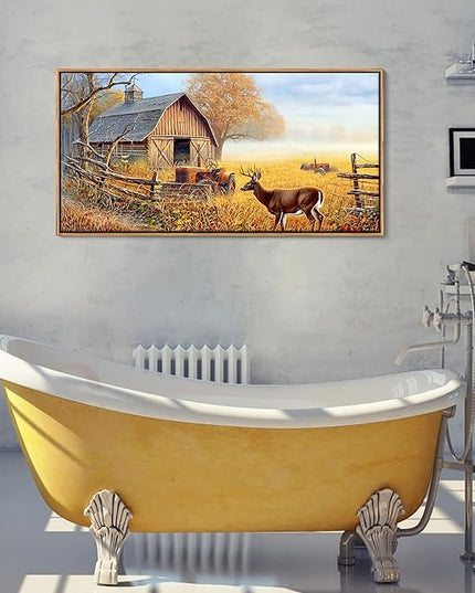 JEAWA Animal Canvas Wall Art Decor - Deer Canvas for Wall Decor,Farm Artwork Decor, Large Framed Wall Art for Living Room Bedroom, 20x40 IN