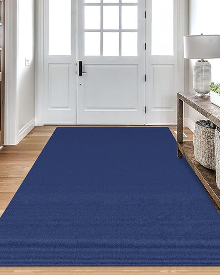 KOZYFLY Washable Area Rug 4x6 Ft Rubber Backed Rugs for Entryway Bedroom Throw Rugs Boho Entry Rug, Cotton Braided Floor Carpet for Dining Room Living Room, Royal Blue