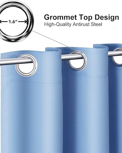 ChrisDowa Small Kitchen Valances for Windows - Grommet Short Thermal Insulated Room Darkening Window Valances Curtains for Living Room (2 Panels, Sky Blue, 42 x 18 Inch)