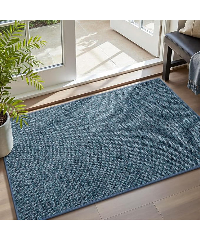 MontVoo Door Mat Indoor Entrance Doormat, Absorbent Durable Rubber Non Slip Front Door Mat for Inside Entry Entryway Dirt Trapper Welcome Mat, Navy Blue 17''x30''