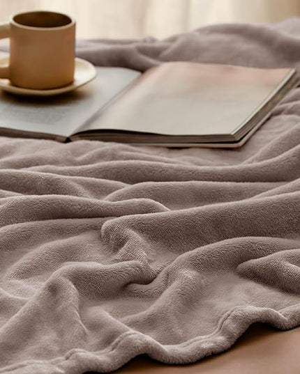 Bedsure GentleSoft Fleece Throw XL Blanket Mocha Brown - 300GSM Soft Lightweight Plush Cozy Blankets for Bed, Sofa, Couch, Travel, Camping, 50x70 inches