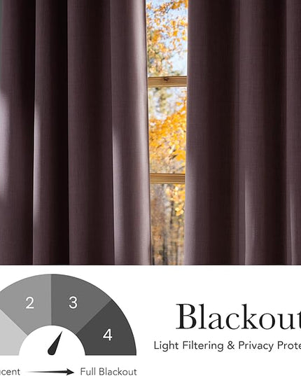 NICETOWN Faux Linen Pink Blackout Curtains 84 inches Long for Living Room - Privacy Panels for Bedroom, Modern Farmhouse Style Easy Care Grommet Top, 2 Panels, W52 by L84