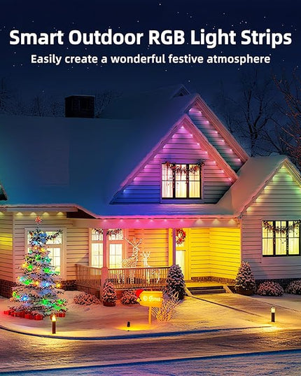 100FT Permanent Outdoor Lights for House,RGB LED Eaves Lights with IP67 Waterprooff, Smart App Remote Control, Music Sync, for Christmas,Daily & Holiday Party Decor