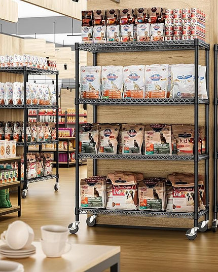 IZEUK Garage Shelving Wide Storage Shelves 4 Tier Metal Shelves 3200 LBS Heavy Duty Adjustable Utility Shelf Rack Black 23.6" D x 53.1" W x 73.6" H
