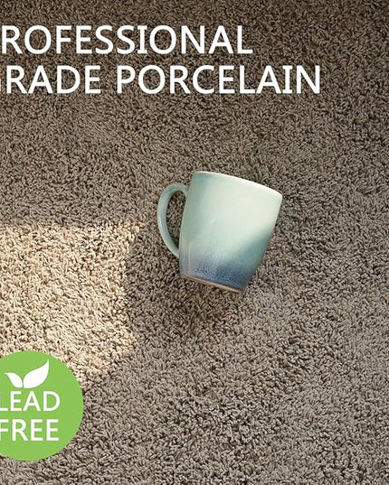 Bosmarlin Ceramic Coffee Mug Set of 4, 17 Oz, Coffee Cups with Big Handle, Microwave Safe, Unique Reactive Glaze (Pale Green, 17 Oz)