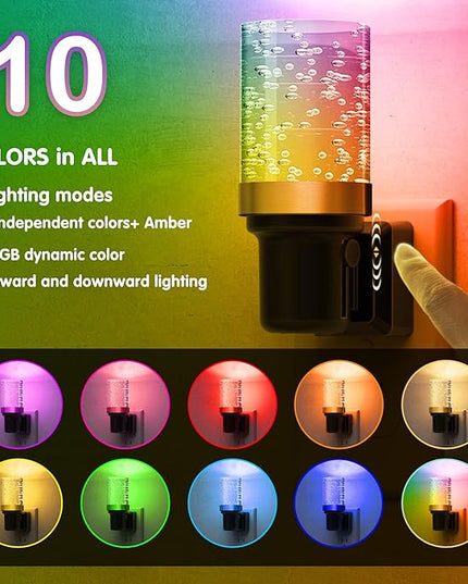 L LOHAS LED Night Light, 2 Pack Dimmable Night Lights Plug into Wall, Color Changing Nightlight RGB with Auto Light Sensor for Halloween, Christmas, Holiday, Hallway Bedroom Kids Room