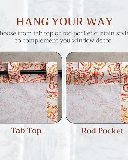 Maison d'Hermine Curtains for Living Room 100% Cotton 96 inch Length Two Panels Window Curtains for Bedroom with Loop & Rod Pockets - Palatial Paisley, 50" W x 96" L