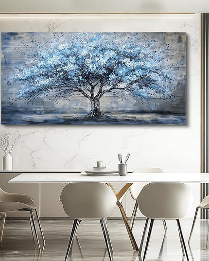 Canvas Wall Art for Living Room Wall Decor for Bedroom Office Modern Hotel Wall Decorations Blue Tree Landscape Paintings Abstract Pictures Artwork Room Aesthetic Home Decor 20x40 in
