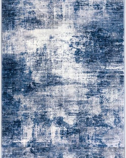 IOHOUZE Abstract Runner Rug 2x8 Ft Washable Runners for Hallways, Non Slip Kitchen Runner Printed Faux Wool Entryway Runner Indoor, Modern Abstract Floor Carpet for Hall Kitchen Bedroom, Navy/Grey