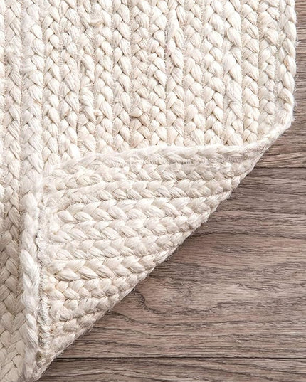 FRELISH DECOR Handwoven Jute Area Rug - Off-White Rectangular Rustic Vintage Beige Braided Reversible Rug - Eco Friendly Rug for Bedroom - Kitchen - Living Room - Farmhouse (3'x5' - Off-White)