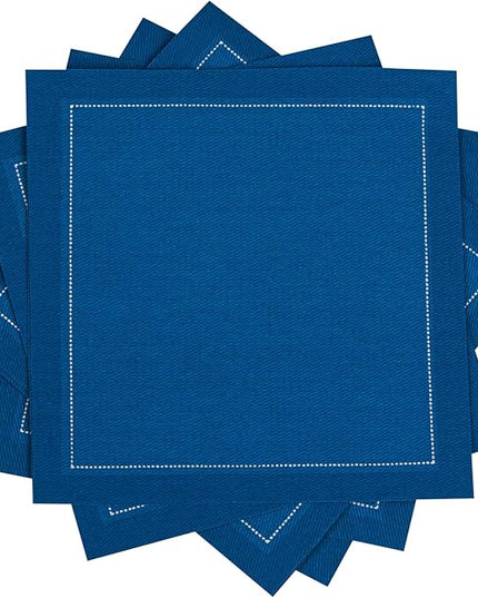Five Star Cocktail Napkins, 50 Luxury Cotton Disposable Cocktail Party Napkins, 4.5" x 4.5" for Home Bars, Game Nights, Beverages, Birthdays, Weddings & Holidays, Royal Blue