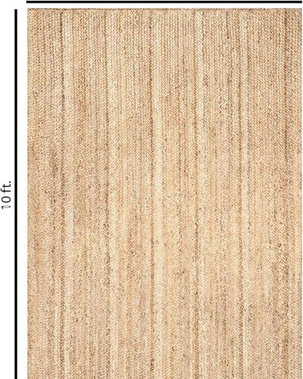 FRELISH DECOR Handwoven Jute Area Rug - 8x10 Feet Natural Yarn - Rustic Vintage Beige Braided Reversible Rectangular Rugs for Bedroom - Kitchen - Living Room - Farmhouse (8' x 10' Natural)