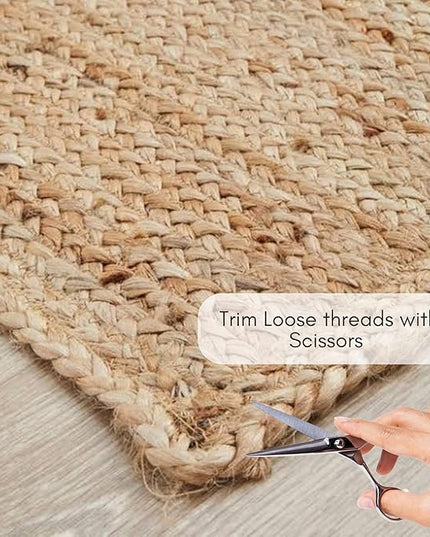 FRELISH DECOR Handwoven Jute Area Rug - 10x14 Feet Natural Yarn - Rustic Vintage Beige Braided Reversible Rectangular Rugs for Bedroom - Kitchen - Living Room - Farmhouse (10' x 14')