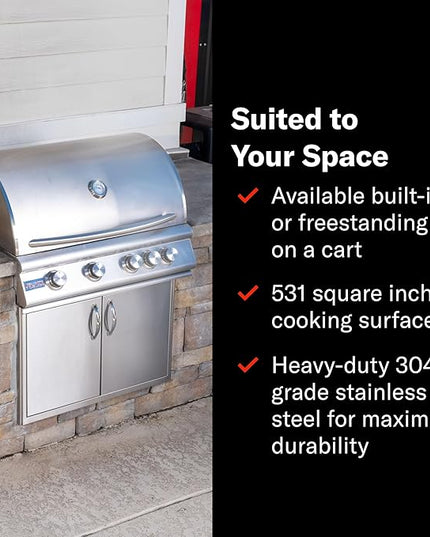 Blaze Grills Premium LTE+ | 40-Inch 5-Burner Barbecue | Built-In Natural Gas Grill | Professional Stainless Steel BBQ | Rear Infrared Burner + Rotisserie Kit | BLZ-5LTE3-NG