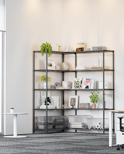 IZEUK Linked Storage Racks, DIY Adjustable Heavy Duty Metal Shelving Unit for Corner, Ideal for Kitchen, Garage, Warehouse, and Garden (Black, 15.7" D x 33.5" W x 70.5" H, 1433 lbs Capacity)