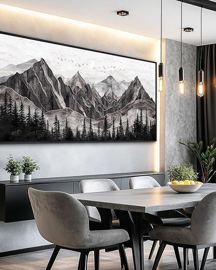 XIGUANGART Large Abstract Mountain Wall Art Farmhouse Canvas Art Print Painting Forest Nature Wall Decor Watercolour Modern Landscape Picture for Living Room Bedroom Office Decorations Framed Artwork