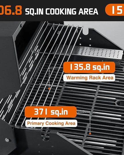 Propane Gas Grill, 4+1 Stainless Steel Barbecue Grill with Infrared Side Burner for Outdoor Cooking, Black