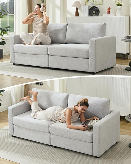 Tbfit Sectional Couch Loveseat, 79" Modern Comfy Sofa with Deep Seat, Removable Cover & Reversible Cushion, Light Gray