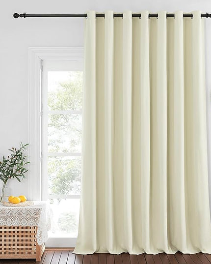 NICETOWN Beige Blackout Curtains for Bedroom/Living Room 132 Inch Length - Thermal Insulated Room Darkening Grommet Top Window Curtains (100 by 132 - Inch, 1 Panel)