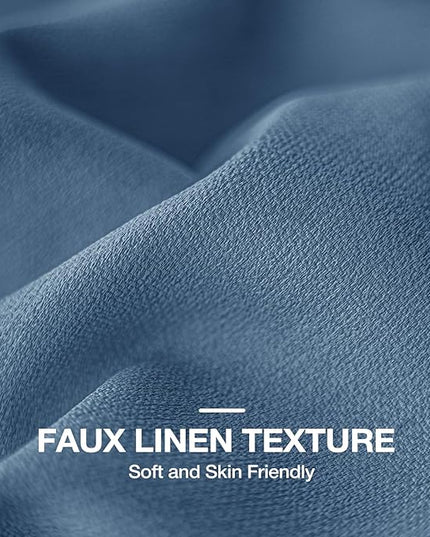 100% Blackout Curtains 72 inch Length 2 Panels Set for Dining Room Master Room, Thick Soft Linen-Look Textured Full Light Blocking Room Darkening Thermal Insulated Drapes (W52xL72, Blue)