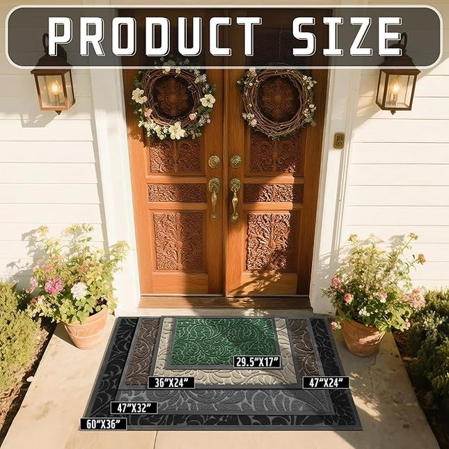 Yimobra Large Door Mat Outside Entrance 47x24, Waterproof Sturdy Outdoor Mats for Front Door, Heavy Duty Non-Slip Doormat for Garage Patio Entryway Indoor, Easy Clean, Brown