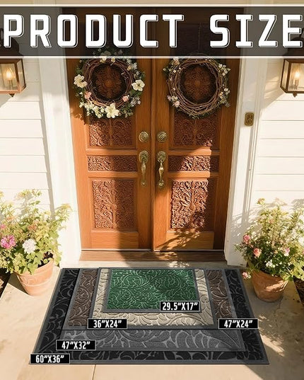 Yimobra Large Door Mat Outside Entrance 47x32, Waterproof Sturdy Outdoor Mats for Front Door, Heavy Duty Non-Slip Doormat for Garage Patio Entryway Indoor, Easy Clean, Black