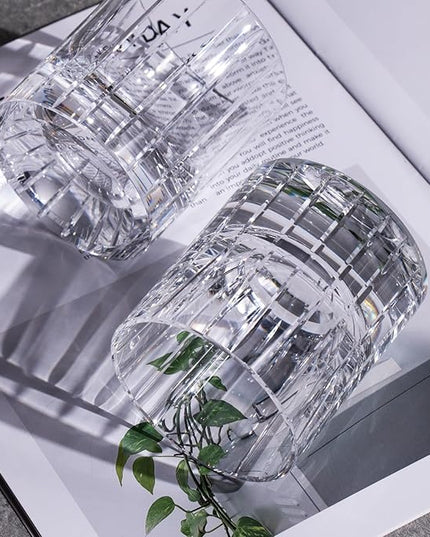 KAMMAK Crystal Whiskey Glasses Set of 2, Handcrafted 6.43oz Old Fashioned Glasses Stemless, Luxury Hand Blown Cocktail Glasses, Scotch Cup for Women, Men Gift for Bourbon Barware, Home Bar