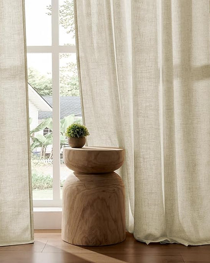 Joydeco Linen Curtains 84 Inch Length 2 Panel Sets,Light Filtering Curtains for Bedroom 70 Inch Wide Living Room Drapes with Back Tabs & Rod Pockets (W70 x L84 Inch, Linen)