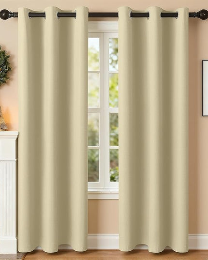 Room Darkening Curtains 84 Inch Length for Bedroom Living Room, Insulated Thermal Grommet Curtain Drapes, Blackout(60-90%,Not 100%) Window Treatment Decor, 2 Panels, 35x84, Cream