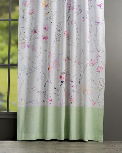 Maison d' Hermine Curtains for Living Room 100% Cotton 96 inch Length Two Panels Light Filtering Curtains for Bedroom Windows with Rod and Loop Pockets Drapes (Summer Floral Green, 50" W x 96" L)