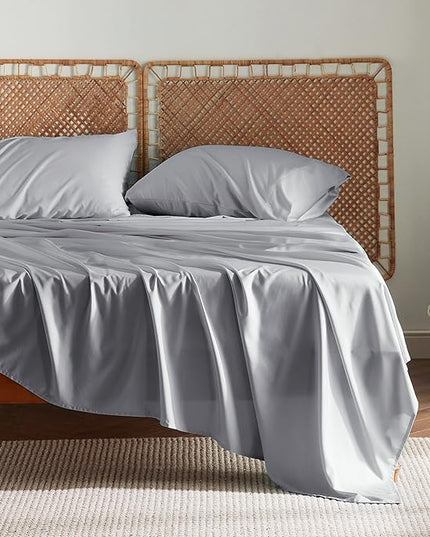 Bedsure King Size Sheet Set, Cooling Sheets, Rayon Derived from Bamboo, Deep Pocket Up to 16", Breathable & Soft, Bed Sheets, Hotel Luxury Silky Bedding for Hot Sleepers, Silver Grey