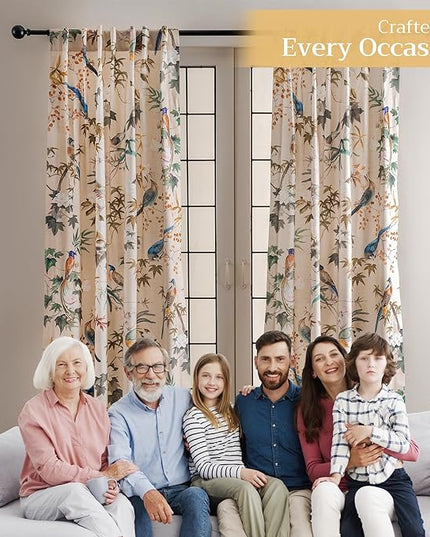 Maison d' Hermine Curtains for Living Room 100% Cotton 84 inch Length Two Panels Light Filtering Curtains for Bedroom Windows with Rod and Loop Pockets Drapes (Hokuzai Beige, 50" W x 84" L)