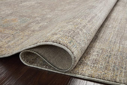 Loloi Magnolia Home by Joanna Gaines Millie Collection MIE-05 Stone/Natural 9'-6" x 9'-6", .25" Pile Height, Round Area Rug