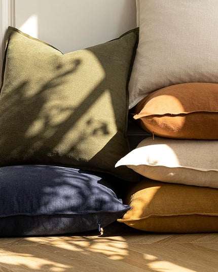 Foindtower Pack of 2, Decorative Linen Soild Throw Pillow Covers Soft Accent Lumbar Cushion Case Boho Farmhouse Pillowcase for Chair Couch Sofa Bedroom Living Room Home Decor 12 x 20 Inch Olive Green