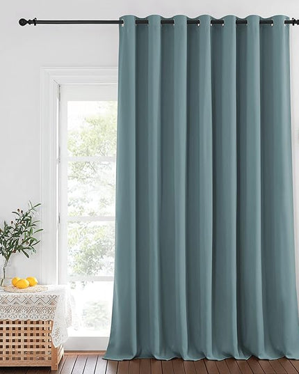NICETOWN Greyish Blue Blackout Curtains for Bedroom/Living Room 132 Inch Length - Thermal Insulated Room Darkening Grommet Top Window Curtains (100 by 132 - Inch, 1 Panel)