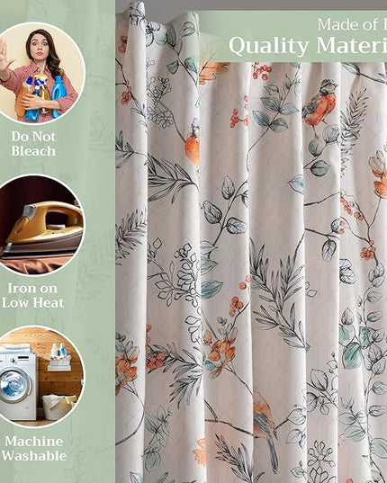 Maison d' Hermine Curtains for Living Room 100% Cotton 124 inch Length One Panel Light Filtering Curtains for Bedroom Windows with Rod and Loop Pockets Drapes (Whitish Shabby Chique, 50" W x 124" L)