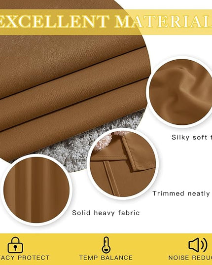 NICETOWN Sliding Door Curtains 84 inches Long, Grommet Blackout Thermal Patio Door Curtain Room Divider Darkening Sound Reducing for Room Divider (1 Panel, Gold Brown, W80 x L84)