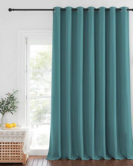 NICETOWN Blackout Curtains for Sliding Glass Door Room Divider Noise Reduce Curtain Panel Portable Window Screen Sliding Partition, W100 x L102 inches, 1 Panel, Sea Teal