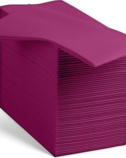 Linen-Feel Purple Paper Napkins - Decorative Cloth-Like Disposable Dinner Napkins - Soft And Absorbent. For Kitchen, Party, Wedding, Bathroom Or Any Occasion. (Pack of 100)