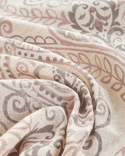 jinchan Linen Blend Curtains for Living Room, Damask Medallion Pattern Curtains 63 Inch Length 2 Panels Set for Bedroom, Light Filtering Drapes, Vintage Print Window Treatments, Back Tab Taupe