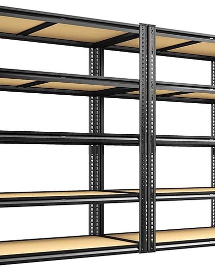 2050LBS Storage Shelves Heavy Duty 5 Tier Garage Storage Shelving, Adjustable Metal Shelving Unit Utility Rack Shelf for Warehouse, Pantry, Closet, 72" H x 35.56" W x 16" D, Black.2PCS