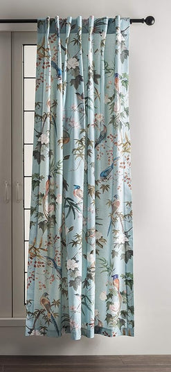 Maison d' Hermine Curtains for Living Room 100% Cotton 84 inch Length Two Panels Light Filtering Curtains for Bedroom Windows with Rod and Loop Pockets Drapes (Hokuzai Blue, 50" W x 84" L)