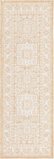 Rugs.com Outdoor Aztec Collection Rug – 6 Ft Runner Natural Flatweave Rug Perfect for Hallways, Entryways